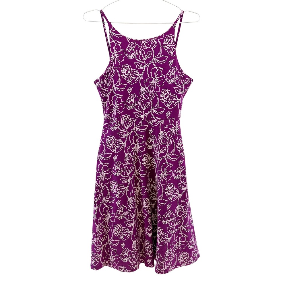 PACT Organic Cotton Floral Keyhole Back Sundress • Medium • purple • boho casual